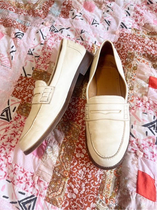 Sezane Shoes - Sezane Cream Leather Penny Loafers